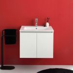 Kiamami Valentina Meuble De Salle De Bain Suspendu 60Cm Avec 2 Portes Blanc Export Et Lavabo Bilbao