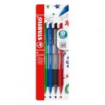 Stabilo Stylo bille - pointball colorful - &eacute;tui carton x 4 stylos &agrave; bille rechargeables - bleu, noir, rouge