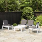 VidaXL Salon de jardin 4 pcs avec coussins, Plastique Blanc