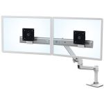 Ergotron LX Desk Dual Direct Arm - Kit de montage (poignée, bras articulé, fixation par pince pour bureau, 2 pivots, matériel de fixation, charnière, port d'extension) pour 2 écrans LCD - blanc - Taille d'écran : jusqu'à 32 pouces - ordinateur de bureau