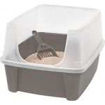 Iris Ohyama Bac a litiere pour chat avec pelle - Cat Litter Box - Taupe - 38 x 48.5 x 30.5 cm
