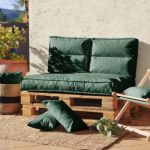Coussin matelas palette recyclé VA Vert fougère