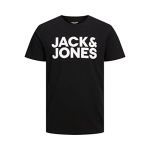 Jack & Jones Bestseller A/S Jjecorp Logo SS O-Cou Noos T-Shirt, Noir/Coupe : Slim/Large imprim&eacute;/Blanc, M Homme