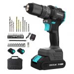 Cecotec Perceuse-Visseuse 2 Batteries 21V-2000mAh PowerForce 3000 Impact Brushless. Moteur sans Balais, 32000IPM, Vitesse 1500rpm, Couple de Serrage 45Nm Réglable 25+1 Niveaux, Lumière et Accessoires