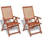 VidaXL Chaise de salle &agrave; manger d'ext&eacute;rieur 2 pi&egrave;ces en bois d'acacia