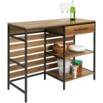 Sobuy FSB71-PF Table de Cuisine Meuble de Rangement Cuisine Comptoir de Cuisine avec Tiroir et 2 Étagères, Cadre en Aci