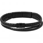 Fossil Bracelet Homme Vintage Casual Cuir et Acier Noir JF03098001