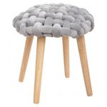 Atmosphera Tabouret Design "Tricot" 43cm Gris