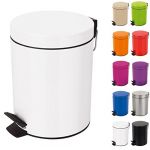 Spirella Poubelle 3 ou 5 litres Métal Sydney avec récipient intérieur en Plastique récyclé Salle de Bains Poubelle à pédale Boîte à ordures Blanc