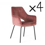 Lot de 2 Chaises Bois Fer Velours Rose 60x65x89cm