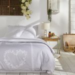 Declikdeco Parure de lit imprimé en coton gris clair 240x220