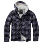 Brandit Lumberjacket Hooded Bûcheron à Capuche, Schwarz/Grau, M Homme