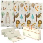 Tapis d&eacute;veil b&eacute;b&eacute; - AIYAPLAY - pliable &eacute;pais r&eacute;versible en mousse - antid&eacute;rapant - motif animalier - 196 x 176 x 15 cm