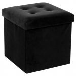 Atmosphera Pouf Pliable Velours "Lysandre" 38x38cm Noir