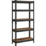 Songmics Tagère pour Charges Lourdes,5 Niveaux, 31 x 75.5 x 152cm, Capacité de Charge 875 kg, Marron Rustique