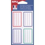 APLI 101096 - Pochette de 24 &eacute;tiquettes scolaires lign&eacute;es/cadr&eacute;es couleurs, format 36 x 56 mm