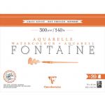 Clairefontaine Papier aquarelle Fontaine (Grain satiné - 300g/m²), 31 x 41 xm - 300 g/m² - Grain fin, Bloc de 20 feuilles - collé 4 côté, 1 pièce, ...