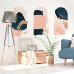 Papier Peint arches abstraits roses et bleus 60x90cm