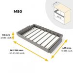 Emuca Kit de porte-pantalon à 7tringles et rack ajustable Quartz pour armoires, glissières extension totale et à fermeture douce, Module 80cm, Finition