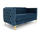 Menzzo Canap&eacute; 2 places Joshua Velours Bleu