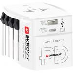 Skross MUV USB AC65PD Con Cavo USB C (160cm) - Adattatore Universale da Viaggio a 2 Poli + 1x USB C & 1 x USB 65W- Tensione e Potenza: 100V - 250W/250V - 625W per PC portatili, Tablet e Smartphone