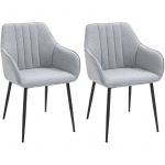 Homcom Lot de 2 chaises de visiteur 59x56x81cm Gris