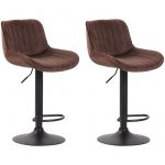 CLP Lot de 2 Tabourets de bar Lentini en Velours Pi&egrave;tement en M&eacute;tal Hauteur r&eacute;glable Pivotant, Marron-Noir