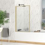 Pare baignoire rabattable 75x130cm Finition Or Dor&eacute; Bross&eacute; GOLDY CONTOURING SCREEN