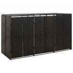 VidaXL Abri pour poubelle triple Noir 207x80x117 cm R&eacute;sine tress&eacute;e