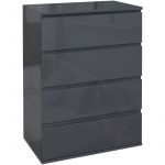 Homcom Commode 4 tiroirs style contemporain dim. 55L x 33l x 80H cm laqué gris
