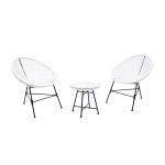 Concept-Usine Salon de jardin 2 fauteuils ronds et table basse gris clair
