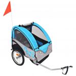 VidaXL Remorque a enfant remorque de velo pour enfants gris et bleu 30 kg