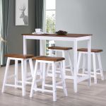 VidaXL Bois Massif Table et Tabouret de Bar 5 pcs Cuisine Restaurant Salon