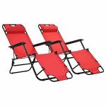 VidaXL Chaises longues pliables 2 pcs avec repose-pied Rouge