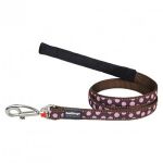 RedDingo Laisse confort pour chien Marron Pois Rose 1,2 m 15 mm