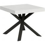 Table Clerk 90x90 extensible jusqu'à 194 Dessus Frêne Blanc / Cadre Anthracite