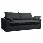 Oviala Canapé convertible en tissu 3 places gris