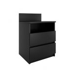 ASTER T1 - Table de chevet avec 2 tiroirs - 59x40x32 cm - Table de nuit - Style scandinave - Noir