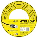 Cellfast Tuyau D'arrosage YELLOW, Léger, Durable, 4 Couches, Durable Tresse Croix, Résistant aux UV et aux algues, résistance à la torsion, Technologie REACH, 20 Bar, -10/+50°? Temp. 1/2", 20m