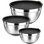 Ceruzo Bols à mélanger avec couvercle- set de 3 - acier inoxydable - 1 -2-3 Litres-Closeable-Stackable