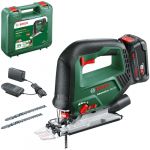 Bosch Scie sauteuse sans fil AdvancedSaw 18V-140 (fonction pendulaire ; capacité de coupe dans bois/acier/alu : 140 mm/10 mm/20 mm ; 3 lames de scie ; avec batterie 2,0 Ah et chargeur ; dans coffret)
