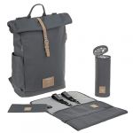 Lässig Bébé Sac à dos à langer Sac à dos avec matelas à langer, fixation pour poussette, porte-bouteille produit durablement/GRE Rolltop Backpack anthracite