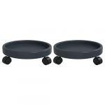 Mercatoxl vidaXL Chariots &agrave; plantes avec roues 2 pcs gris diam&egrave;tre 34 cm 35 kg
