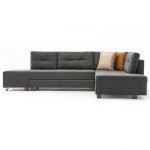 Cotecosy Canapé d'angle à droite convertible Rhodes Tissu Anthracite - Gris foncé