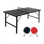 Mini table de ping pong 150x75cm - table pliable INDOOR noir. avec 2 raquettes et 3 balles. valise de jeu pour utilisation