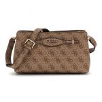 Guess Sac &agrave; &eacute;paule bandouli&egrave;re brun clair marron pour femme - Katya Crossbody Top Zip Latte Logo 311256