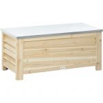 Outsunny Banc coffre de jardin 2 en 1 - dim. 110L x 50l x 50H cm - charge max. 120 Kg - bois sapin pré-huilé acier galvanisé - Beige