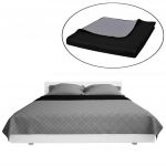 VidaXL Couvre-lits à double côtés Noir/Gris 230 x 260 cm Lavable en machine