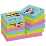 Post-It Miami Super Sticky 46,7 x 46,7 mm - Bloc de 90 notes couleurs - Lot de 12