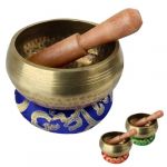 Kit de bol chantant tibétain avec coussin et maillet - Diam 10 cm - Bleu foncé - Vivezen